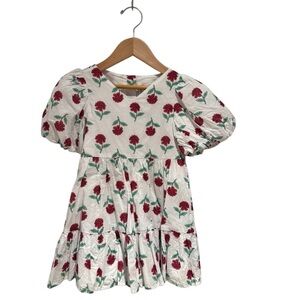 JANIE AND JACK Floral Kids Dress in White and Red - size 3
